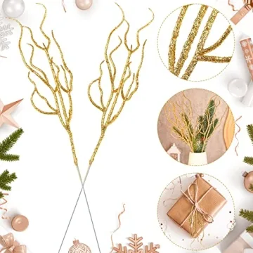 Jutom 30 Pcs Glitter Christmas Tree Picks for Holiday Decor