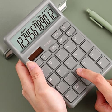 UNIONE Compact Desktop Beige Calculator with Bright LCD