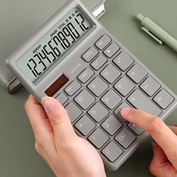 UNIONE Compact Desktop Beige Calculator with Bright LCD