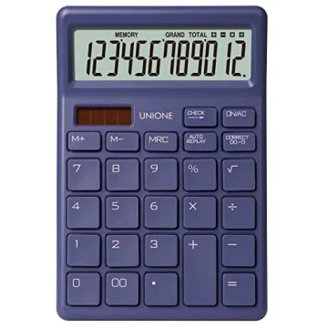 UNIONE Compact Desktop Beige Calculator with Bright LCD