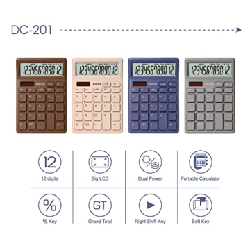 UNIONE Compact Desktop Beige Calculator with Bright LCD