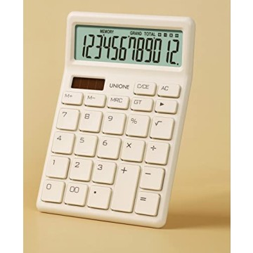 UNIONE Compact Desktop Beige Calculator with Bright LCD
