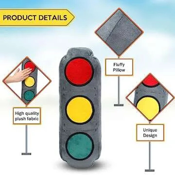 Woanger 2 Pcs Racing Pillow Room Decorations Set 15.7 Inch Big Creative 3D Simulation Wheel Pillow Funny Cone Traffic Light and Stop Sign Soft Race Car Tire Plush for Kid Room(Traffic Light)