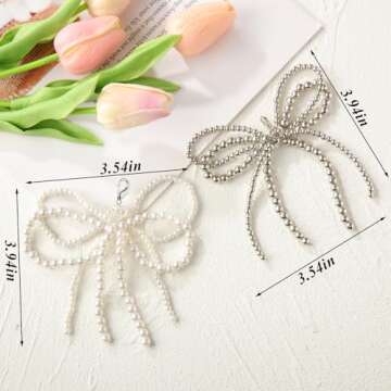 Geyoga 8 Pcs Pearls Bowknot Shoe Charms for Sneakers Women Coquette Shoe Decoration Charms Elegant P...