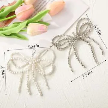 Geyoga 8 Pcs Pearls Bowknot Shoe Charms for Sneakers Women Coquette Shoe Decoration Charms Elegant P...