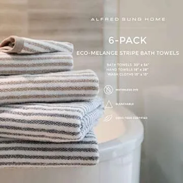 Quick-Dry Farmhouse Bath Towel Set - 6-Piece Cotton Set