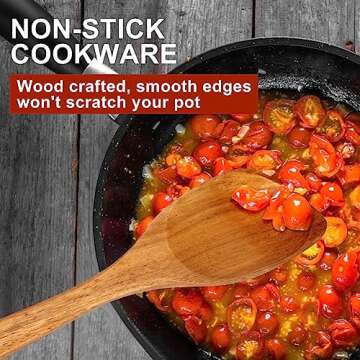 Large Wooden Spoons for Cooking Spatula Non Toxic Teak Kitchen Utensil Best Acacia Wood Cooking Spoo...