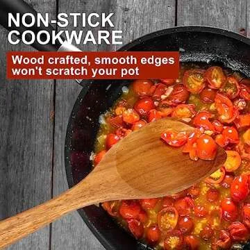 Large Wooden Spoons for Cooking Spatula Non Toxic Teak Kitchen Utensil Best Acacia Wood Cooking Spoo...