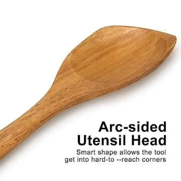 Large Wooden Spoons for Cooking Spatula Non Toxic Teak Kitchen Utensil Best Acacia Wood Cooking Spoon for Mixing Serving Non Stick Bamboo Kitchen Utensils Big Corner Stirring Spoon Long Handle Spatula