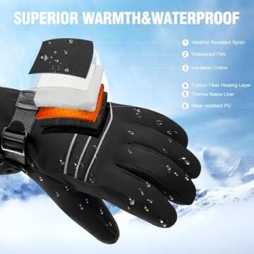 ABXMAS Heated Gloves for Men Women Rechargeable,7.4V 6400 mAh Electric Battery Heated Ski Gloves 3 Heating Level,Waterproof Touchscreen Heating Gloves for Outdoor Work Arthritis Motorcycle Cycling