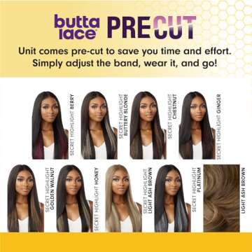 Sensationnel Butta lace precut wigs - unit 2 glueless extra wide 5 inch deep parting synthetic pre tweezed smaller knot hairline (1B OFFBLACK)