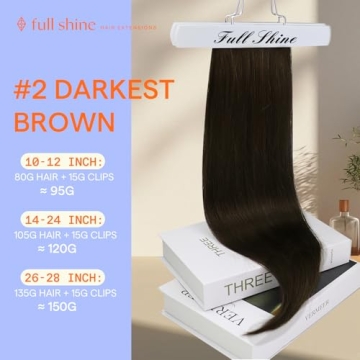 Full Shine 24 Inch Dark Brown Clip-In Hair Extensions