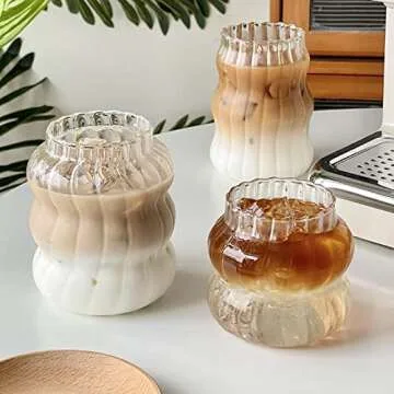 Iced Coffee Cup with Straw and Cleaner - 18 oz Elegant Glass