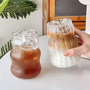 Iced Coffee Cup with Straw and Cleaner - 18 oz Elegant Glass