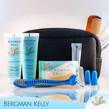 BERGMAN KELLY Rectangular Hotel Soap Bars, Shampoo & Conditioner 3-Piece Set (1 oz each, 150 pc, Tropical Waterfall), Delight Guests w/Invigorating & Refreshing Bulk Travel Size Hotel Toiletries