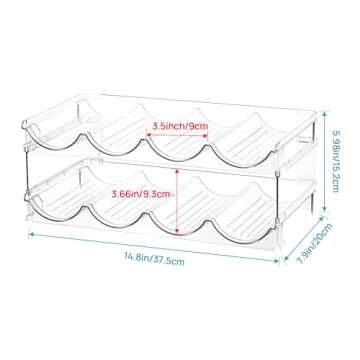 Vtopmart Stackable Water Bottle Organizer Holder - 2 Pack Clear Plastic Cup Storage Rack for Kitchen...