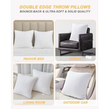 AIAEL 18x18 Throw Pillows Inserts Set of 2 with Double-Edge Cooling Side Mesh, Decorative Cushion for Couch, Sofa or Bed with Premium Down Alternative Filled