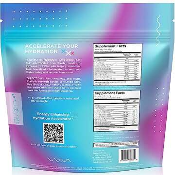 HydroMATE Electrolytes Powder Drink Mix Packets Hydration Accelerator Low Sugar Low Calorie Rapid Party Relief Recovery Plus Vitamin C Cotton Candy Flavor 16 Sticks