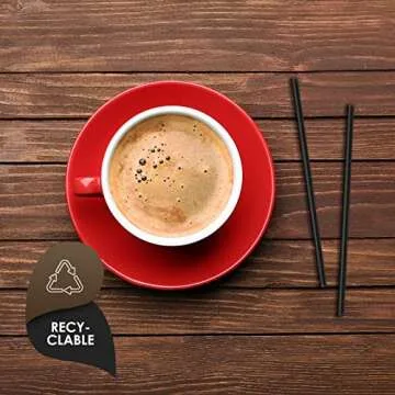 PAMI Disposable Plastic Coffee Stirrers 5 Inch, Pack of 1000 Sip Stirrers 5 Inch for Hot and Cold Drinks, Black