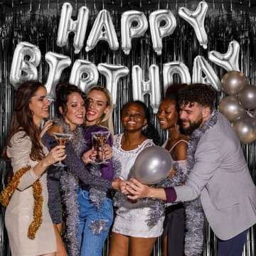 Black Party Streamers Backdrop Tinsel Curtains for Celebrations