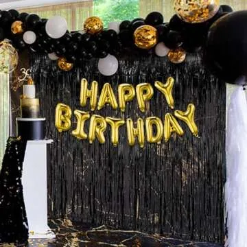 Black Party Streamers Backdrop Tinsel Curtains for Celebrations