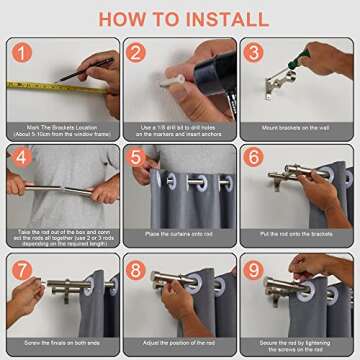 Lwiiom Double Curtain Rods with Aluminum End Cap and Full Surround Brackets,1"Front and 5/8" Back Rod,Adjustable between 36 to 72 Inches (3-6 Feet), Brushed Nickel Double Window Drapery Rod