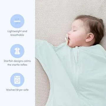 SleepingBaby Zipadee-Zip Transitional Swaddle Sack, 4-8 Month - Roomy Zipper Swaddle for Easy Diaper Changes and Proper Hip Development - Baby Swaddle Sack, Small - Classic Mint