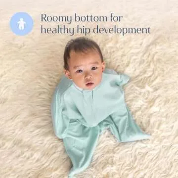 SleepingBaby Zipadee-Zip Transitional Swaddle Sack, 4-8 Month - Roomy Zipper Swaddle for Easy Diaper Changes and Proper Hip Development - Baby Swaddle Sack, Small - Classic Mint