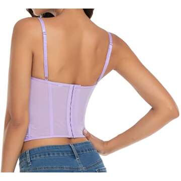 Raxnode Lace Bustier Corset Tops for Women - Adjustable Party Corset with Vintage Lace