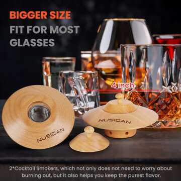 Cocktail Smoker Kit with Torch, 6 Flavors Wood Chips for Whiskey and Bourbon, Old Fashioned Smoker K...