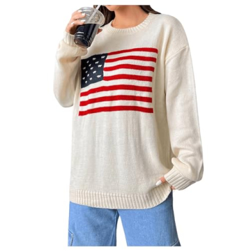 GORGLITTER Women's American Flag Sweater for Style and Comfort