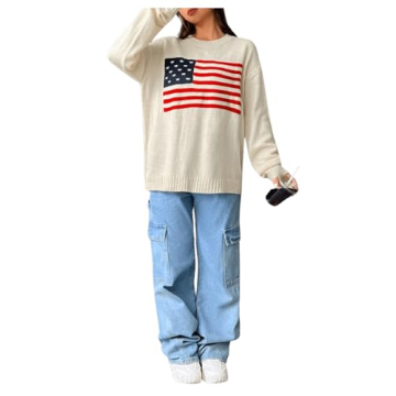 GORGLITTER Women's American Flag Sweater for Style and Comfort