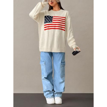 GORGLITTER Women's American Flag Sweater for Style and Comfort