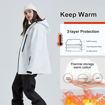 YEEFINE Women's Stylish Waterproof Ski Jacket for Winter