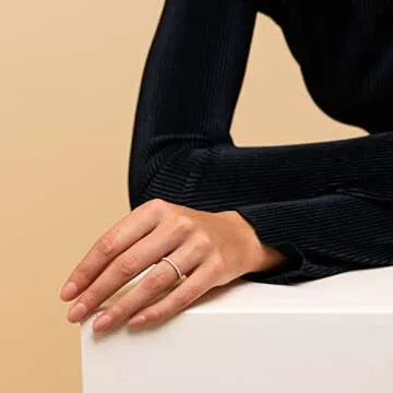 Aojun 14K Gold Vermeil S925 Sterling Silver CZ Simulated Diamond Statement Stackable Ring Eternity Bands V Ring for Women (S925 Sterling Silver, 6)