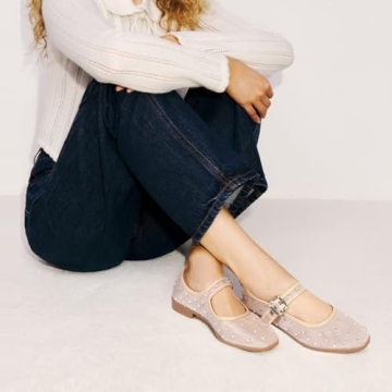 DOEYG Rhinestone Mary Jane Ballet Flats for Women