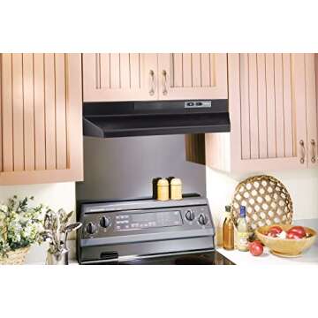 Broan-NuTone F403023 Exhaust Fan for Under Cabinet Two-Speed Four-Way Range Hood, 30-Inch, Black