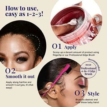 Red by Kiss Edge Fixer Hair Shine Gel, 24 Hour Max Hold, Non-Flaking, Biotin B7 Infused, Natural Styling, Professional Edge Control Wax, Perfect for Braiding (Red Apple)