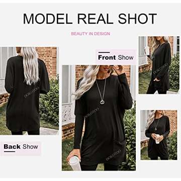 Shop Dokotoo Women's Comfy Long Sleeve Tunic Tops