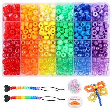 Rainbow Pony Beads Kit for Jewelry Making and Crafts