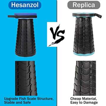 Hesanzol Upgraded Collapsible Stool for Adults, Portable Telescoping Stool Foldable Seats Retractable Stool for Camping Garden Hiking Travel, Adjustable Telescopic Stool Max Load 400lbs