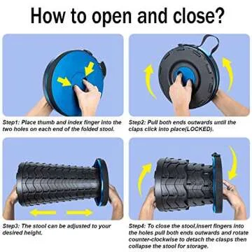 Hesanzol Upgraded Collapsible Stool for Adults, Portable Telescoping Stool Foldable Seats Retractable Stool for Camping Garden Hiking Travel, Adjustable Telescopic Stool Max Load 400lbs