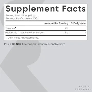 Sports Research Creatine Monohydrate for Muscle & Strength