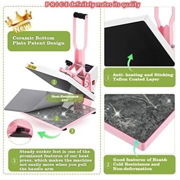 BOSSTOP 15x15 Clamshell Heat Press for Sublimation Printing