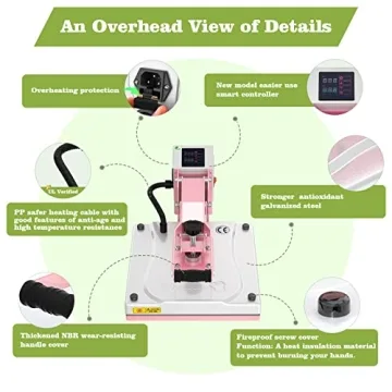 BOSSTOP 15x15 Clamshell Heat Press for Sublimation Printing