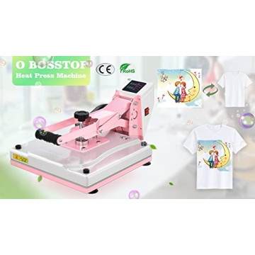 BOSSTOP 15x15 Clamshell Heat Press for Sublimation Printing