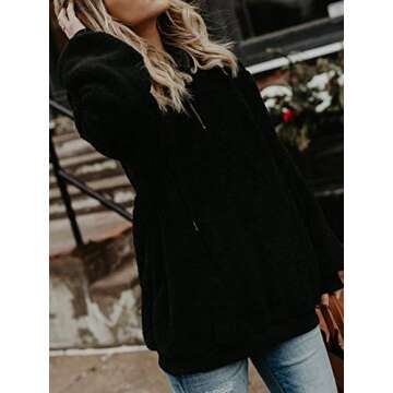 American Trends Black Sherpa Hoodie for Women Oversized