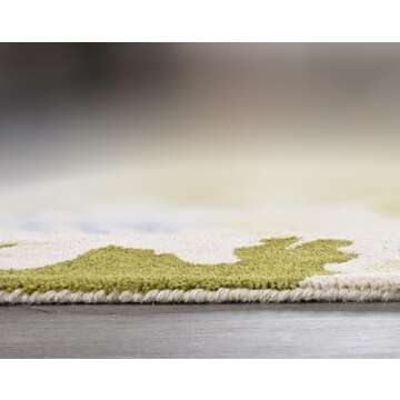 Handmade Oushak Wool Area Rug | Floral and Botanical Patterns in Soft Blue and Green | Luxurious Thick Pile for Living Room, Bedroom & Dining Room Decor (Blue & Green, 6' x 8')