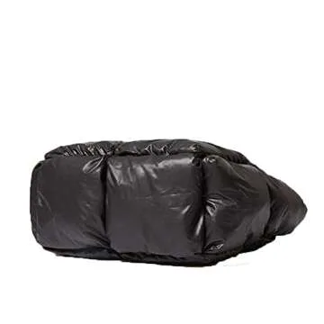 Lightweight Puffer Tote Purse Quilted Women Luxury Handbag Soft Shoulder Bag (Black)