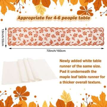 2 Pack Fall Table Runners with Maple Leaves, 13x72 Inch Thanksgiving Table Runner Decorations Lace O...
